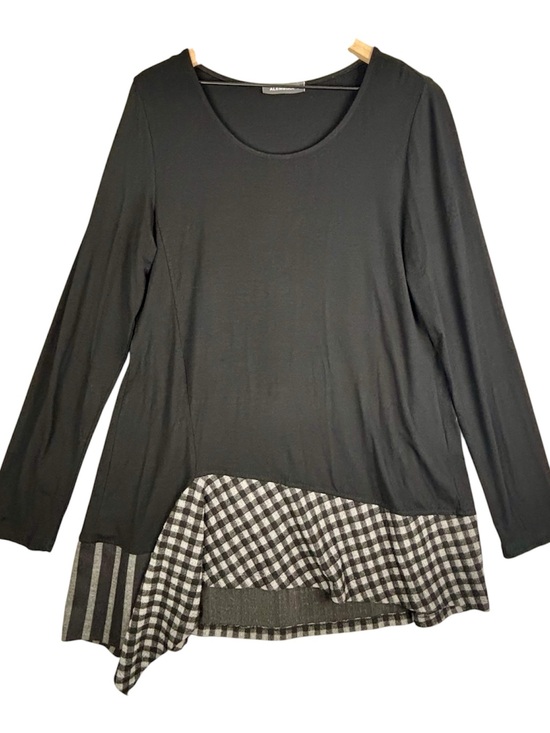 Alembika Tops - Alembika Tunic Top Women (3) Large Black Long Sleeve Asymmetrical Hem Relaxed